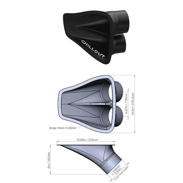 Chillout NACA Duct 3 Inch Dual Carbon Fiber Ultra Lightweight - Image 4