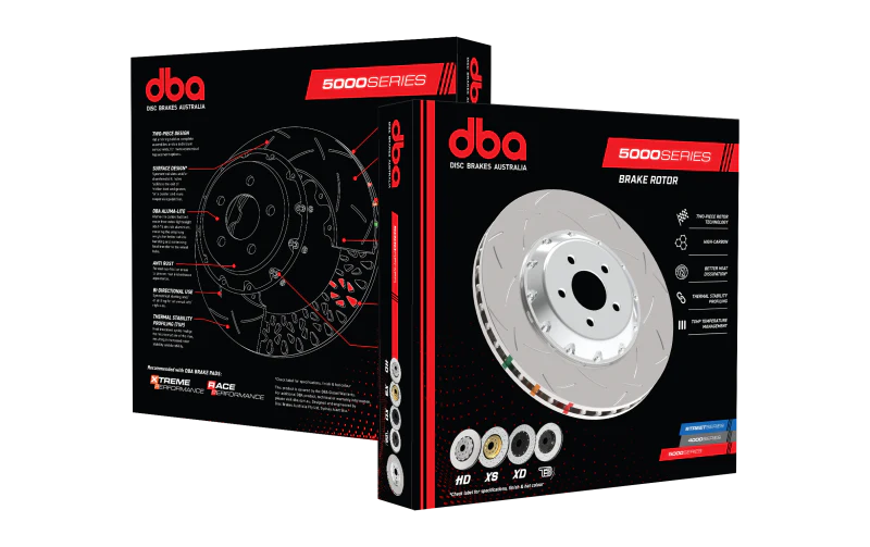 DBA 09+ Nissan GTR R-35 Rear Slotted 5000 Series 2 Piece Rotor Assembled w/ Black Hat - Image 4