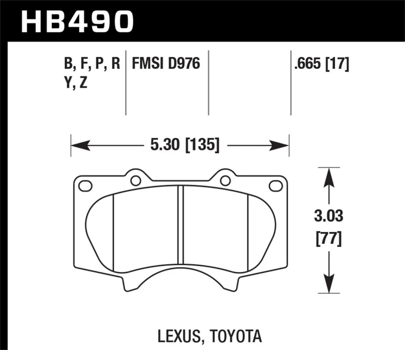 Hawk 00-06 Toyota Tundra / 03-16 Toyota 4Runner Performance Ceramic Street Front Brake Pads - Image 2