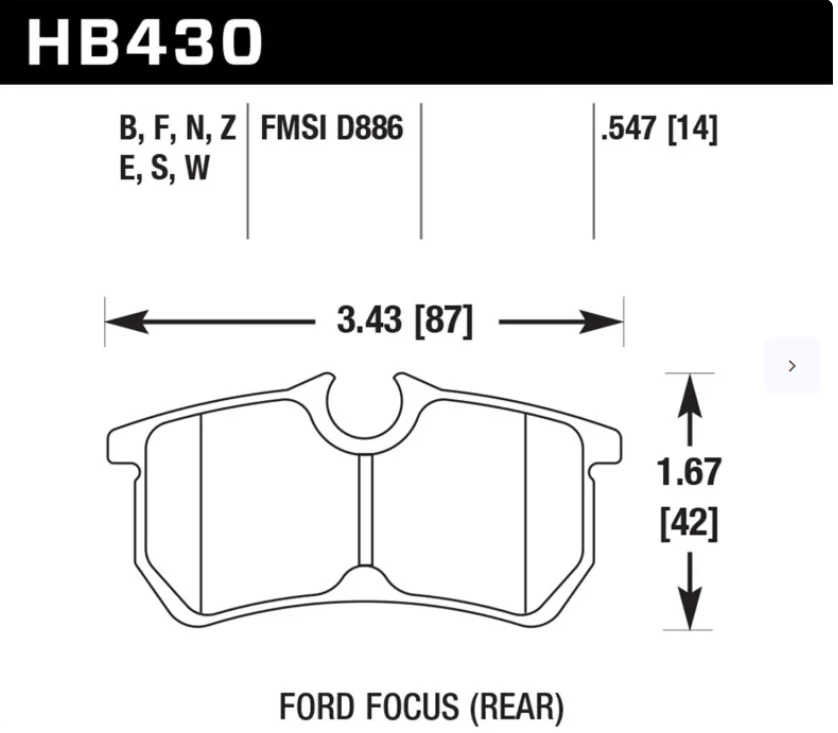 Hawk 00-07 Ford Focus DTC-30 Rear Race Brake Pads
