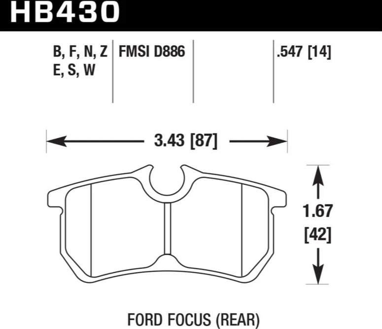 Hawk 00-07 Ford Focus DTC-30 Rear Race Brake Pads - Image 2