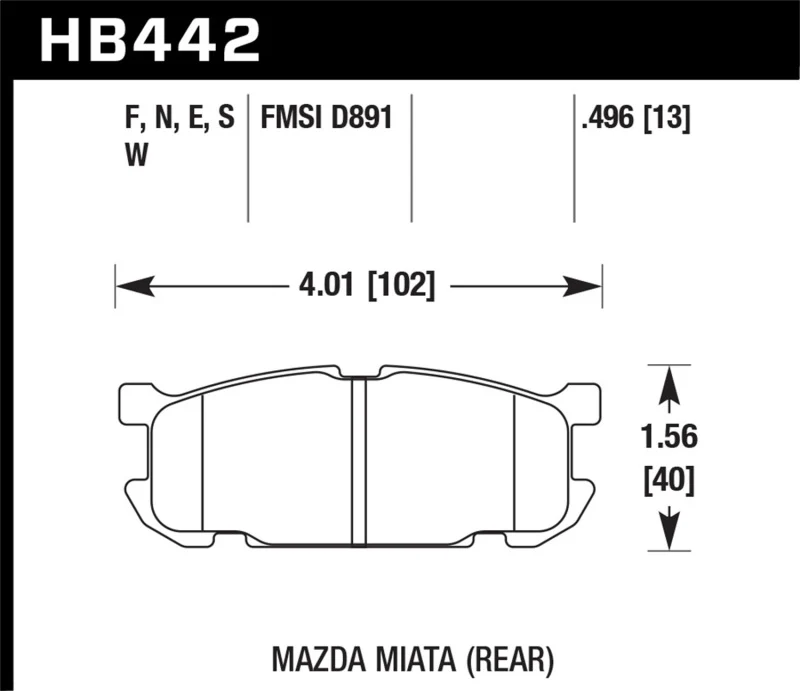 Hawk 01-02 Miata w/ Sport Suspension HPS Street Rear Brake Pads (D891) - Image 2
