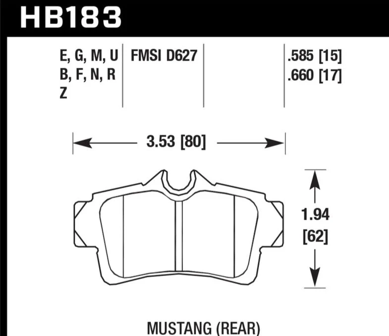 Hawk 01 Ford Mustang Bullitt / 94, 96-99, 01, 03-04 Cobra / 03-04 Mach 1 DTC-60 Race Rear Brake Pads - Image 2