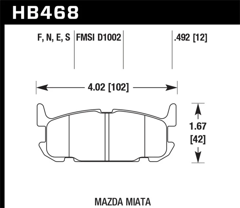 Hawk 03-05 Miata w/ Sport Suspension Blue 9012 Race Rear Brake Pads D1002 - Image 2