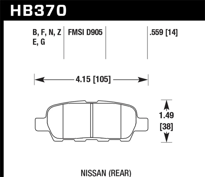 Hawk 03-07 350z / G35 / G35X w/o Brembo HPS Street Rear Brake Pads - Image 2