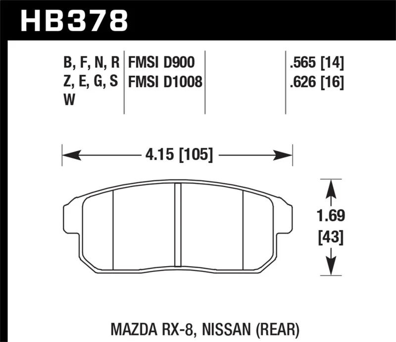 Hawk 03-07 RX8 HPS Street Rear Brake Pads (D1008) - Image 2