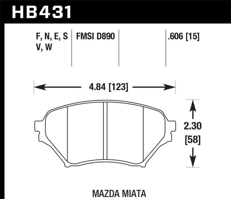 Hawk 04-05 Mazda Miata DTC-60 Motorsports Front Brake Pads - Image 2