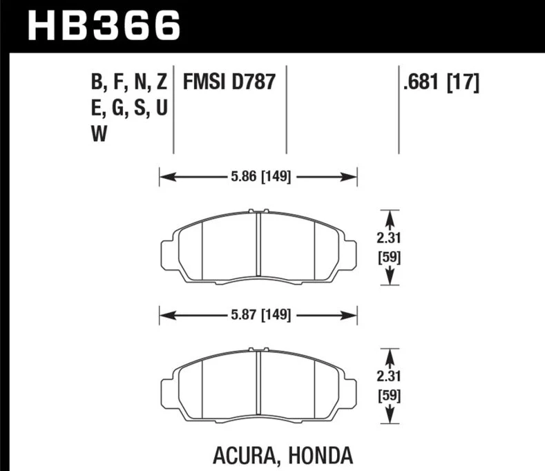 Hawk 04+ Accord TSX / 99-08 TL / 01-03 CL / 08+ Honda Accord EX HP+ Street Front Brake Pads - Image 2