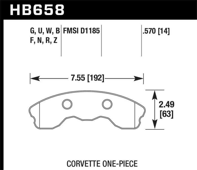 Hawk 06-10 Chevy Corvette (Improved Pad Design) Front Ceramic Sreet Brake Pads - Image 2