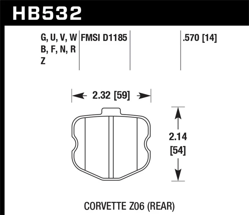 Hawk 06-10 Chevy Corvette (OEM Pad Design) Rear Performance Ceramic Sreet Brake Pads - Image 2