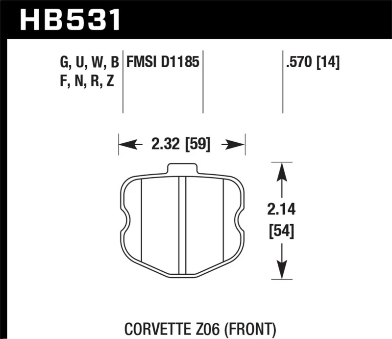 Hawk 06-13 Chevrolet Corvette Z06 DTC-60 Race Front Brake Pads - Image 2
