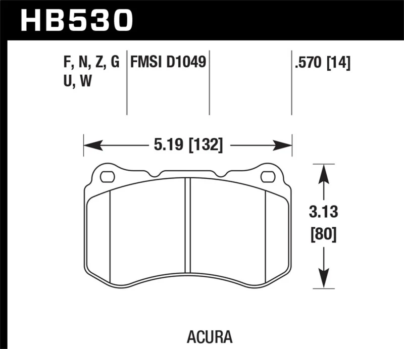 Hawk 07-08 Acura TL 3.5L / 04-08 TL 3.2L Type S HPS Street Front Brake Pads - Image 2