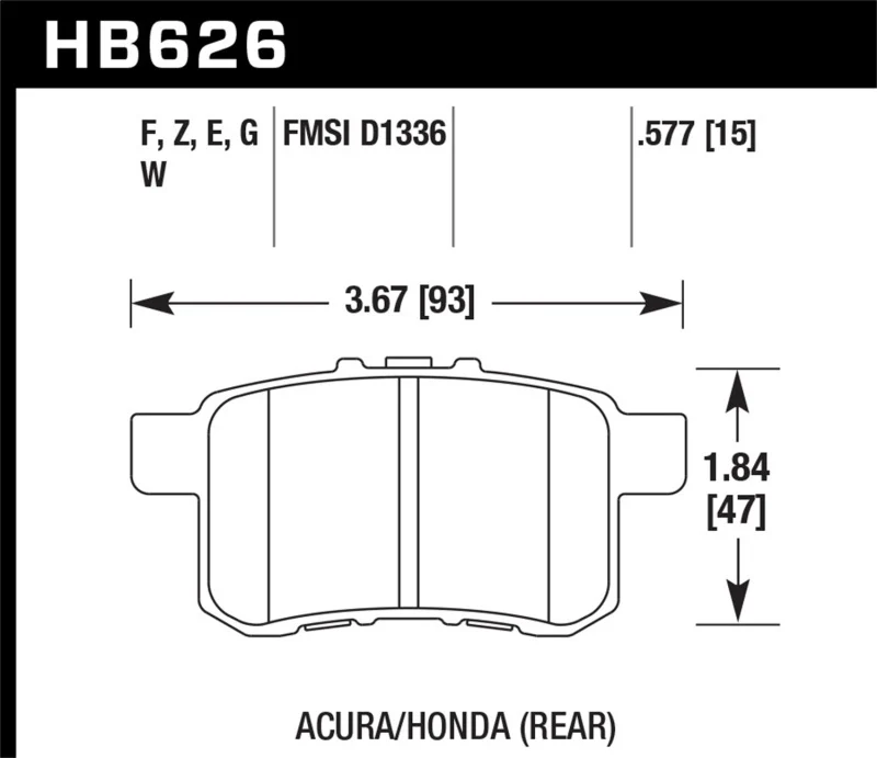 Hawk 08-10 Honda Accord 2.4L/3.0L/3.5L / 09-10 Acura TST 2.4L HPS Street Rear Brake Pads - Image 2