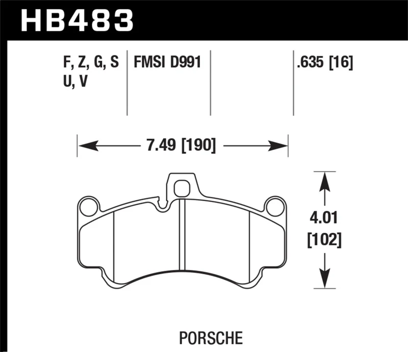 Hawk 08 Porsche 911 Targa 4/4S/03-05 911 GT2/04-08 GT3/07-08 Turbo PC Street Front Brake Pads - Image 2