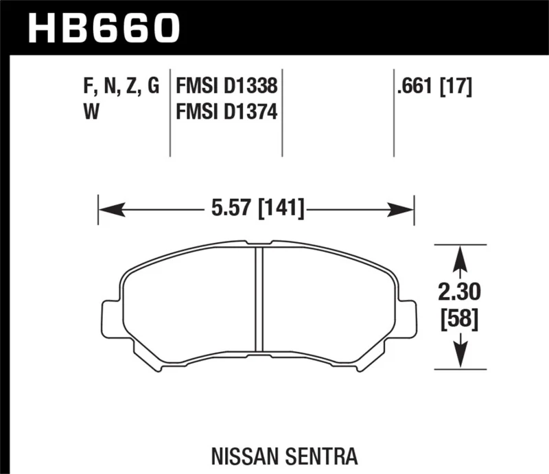 Hawk 09-10 Nissan Maxima / 08-10 Rogue / 07-09 Sentra SE-R / 10 Sentra SE-R M/T HPS Street Front Br - Image 2