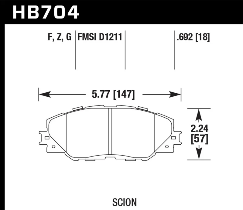 Hawk 09-10 Pontiac Vibe 2.4L / 11-12 Scion tC HPS Front Street Brake Pads - Image 2