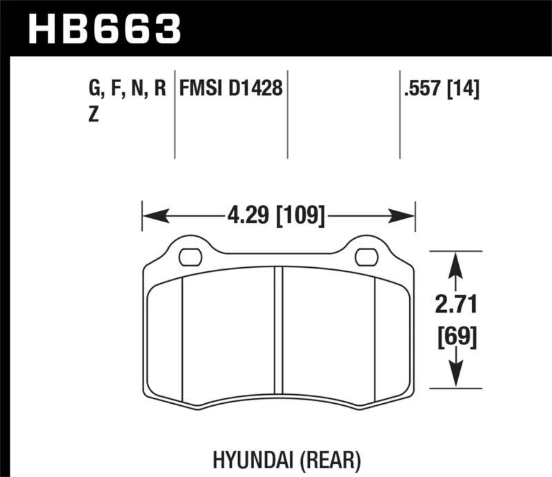 Hawk 10 Hyundai Genesis Coupe (Track w/ Brembo Breaks) HPS Street 14mm Rear Brake Pads - Image 2