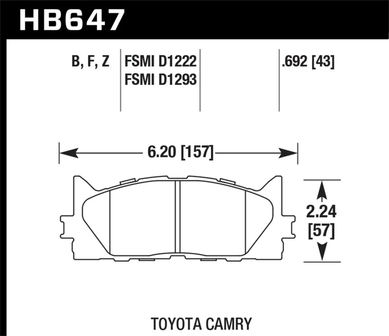 Hawk 10 Lexus ES350 / 07-11 Toyota Camry SE/XLE HPS Street Front Brake Pads - Image 2