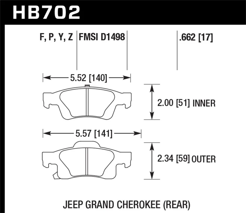 Hawk 11-12 Dodge Durango / 11-12 Jeep Grand Cherokee LTS Rear Street Brake Pads - Image 2