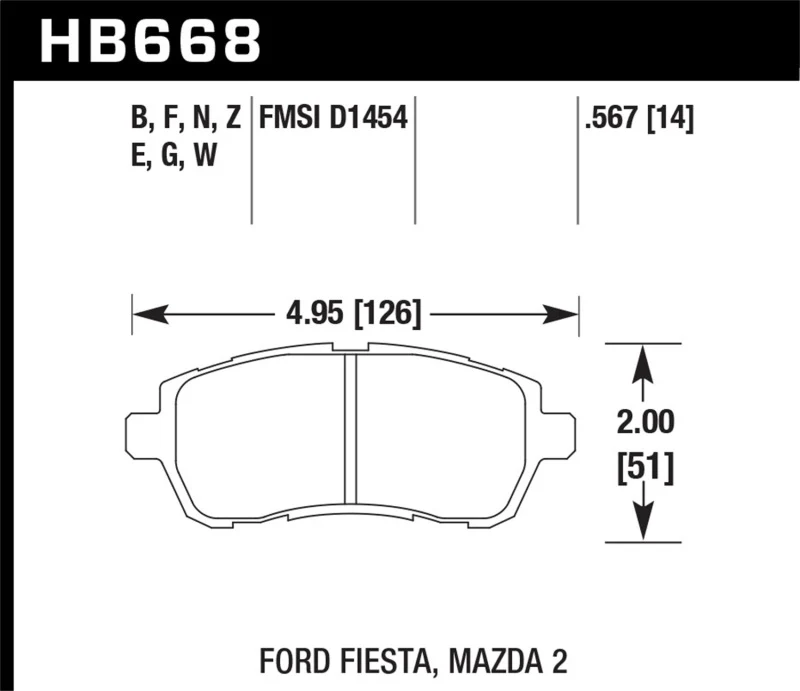Hawk 11-12 Ford Fiesta S/SE/SEL / 11-12 Mazda 2 Sport/Touring DTC-60 Front Race Brake Pads - Image 2