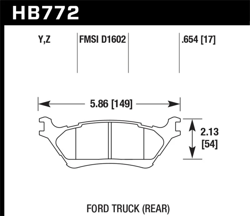 Hawk 12-16 Ford F-150 Performance Ceramic Street Rear Brake Pads - Image 2