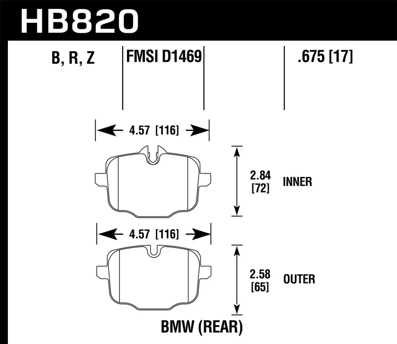Hawk 12-17 BMW M6 / 14-17 BMW M6 Gran Coupe / 13-16 BMW M5 HPS 5.0 Rear Brake Pads - Image 2