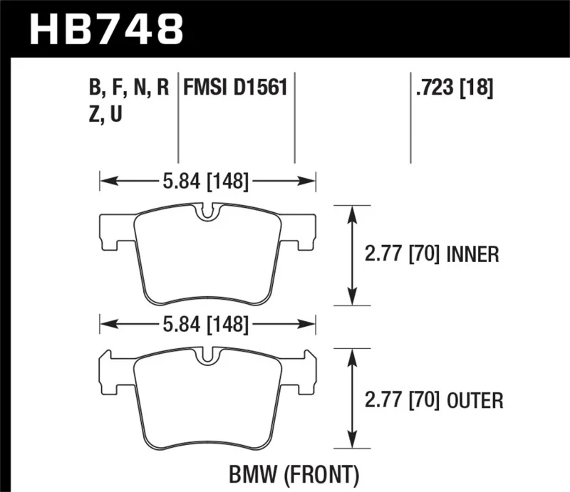 Hawk 13-14 BMW 328i/328i xDrive / 2014 428i/428i xDrive HPS 5.0 Front Brake Pads - Image 2