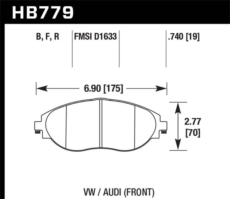 Hawk 13-17 Volkswagen CC HP+ Front Brake Pads - Image 2