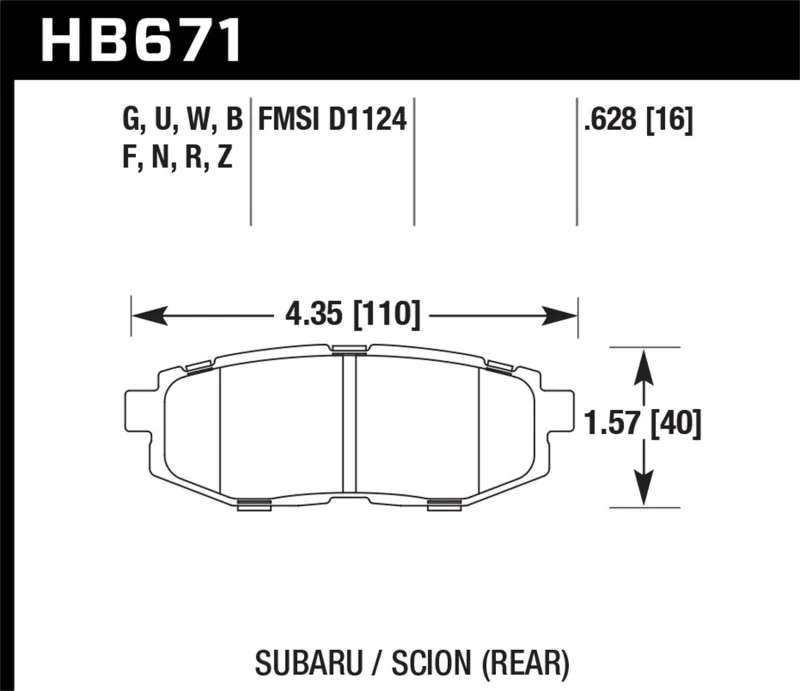 Hawk 13 Scion FR-S / 13 Subaru BRZ/10-12 Legacy 2.5 GT/3.6R HT-10 Race Rear Brake Pads - Image 2