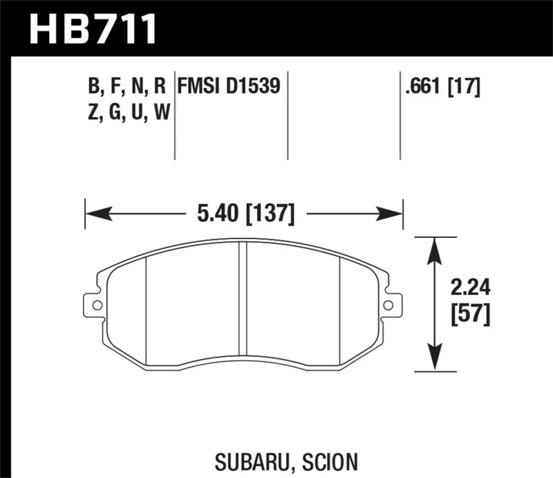 Hawk 13 Subaru BRZ / 13 Scion FR-S HP Plus Front Street Brake Pads - Image 2