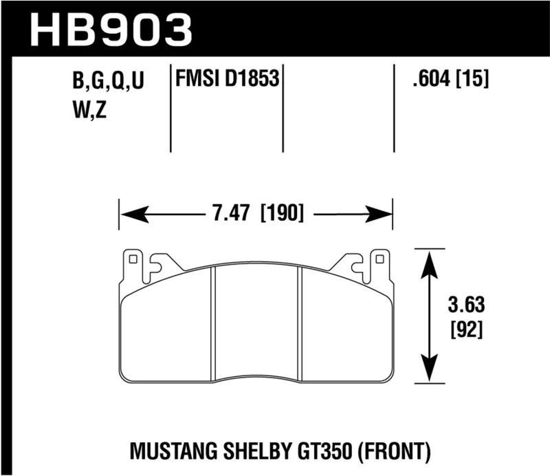 Hawk 15-017 Ford Mustang Shelby GT350/GT350R HP+ Front Brake Pads - Image 2