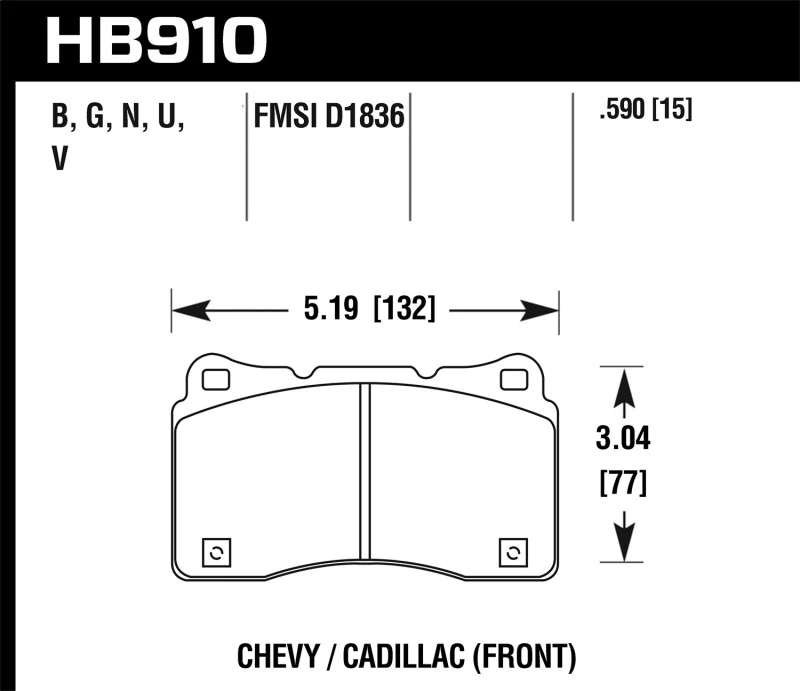 Hawk 15-16 Cadillac XTS / Chevrolet Corvette HPS 5.0 Front Brake Pads - Image 2