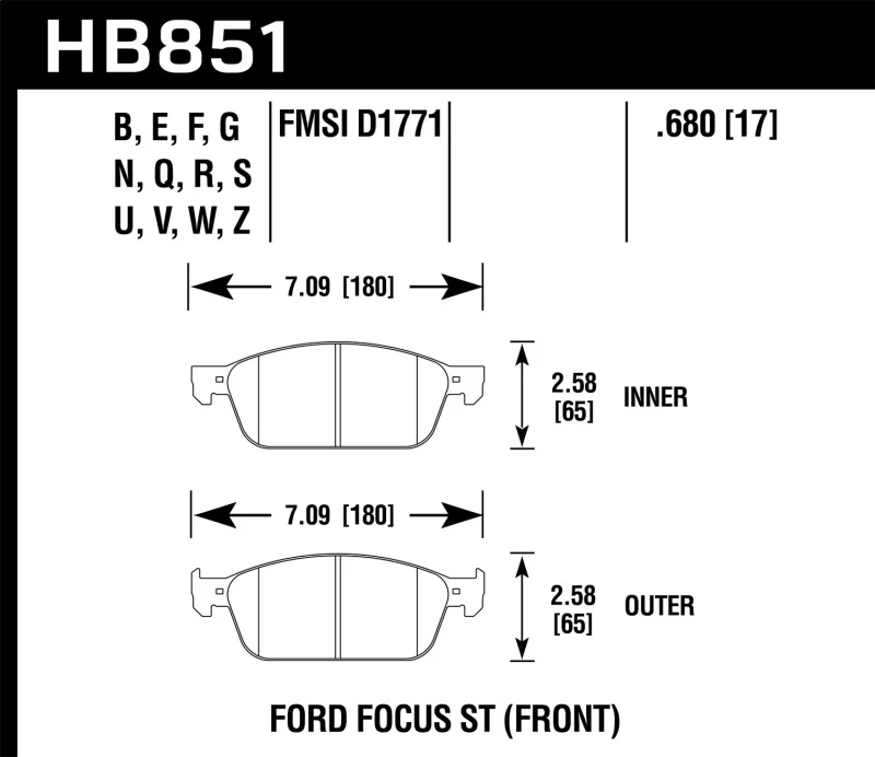 Hawk 15-16 Ford Focus ST Performance Ceramic Street Brake Pads - Image 2