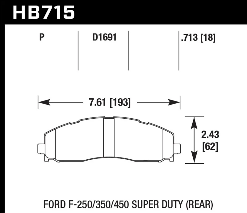 Hawk 15-17 Ford F-250/350 LTS Street Rear Brake Pads - Image 2
