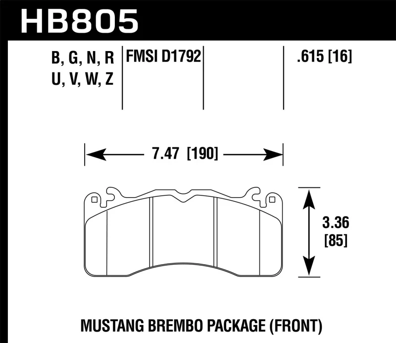 Hawk 15-17 Ford Mustang Brembo Package HPS 5.0 Front Brake Pads