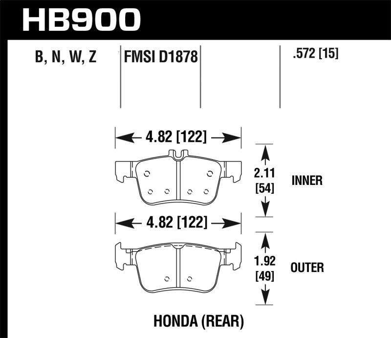 Hawk 16-17 Honda Civic HPS 5.0 Rear Brake Pads - Image 2