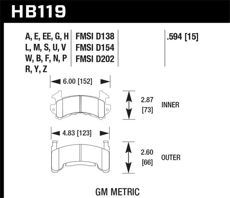 Hawk 1978-1979 Buick Century Custom HPS 5.0 Front Brake Pads - Image 2