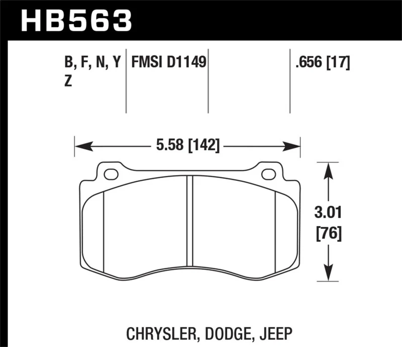 Hawk 2005-2014 Chrysler 300 C SRT8 6.1 HPS 5.0 Front Brake Pads - Image 2