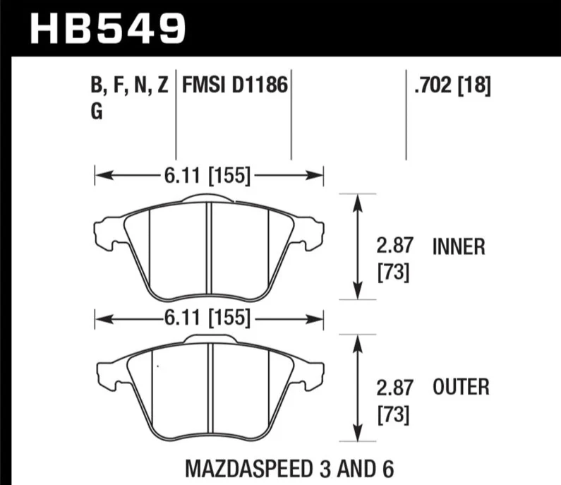 Hawk 2007-2013 Mazda 3 Mazdaspeed HPS 5.0 Front Brake Pads