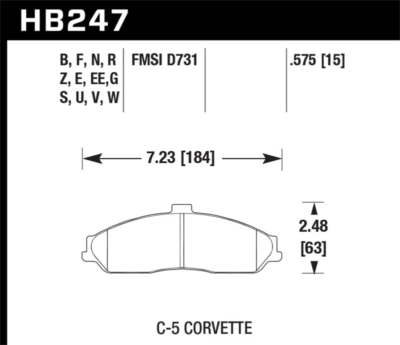 Hawk 2008-2009 Cadillac XLR Platinum HPS 5.0 Front Brake Pads - Image 2