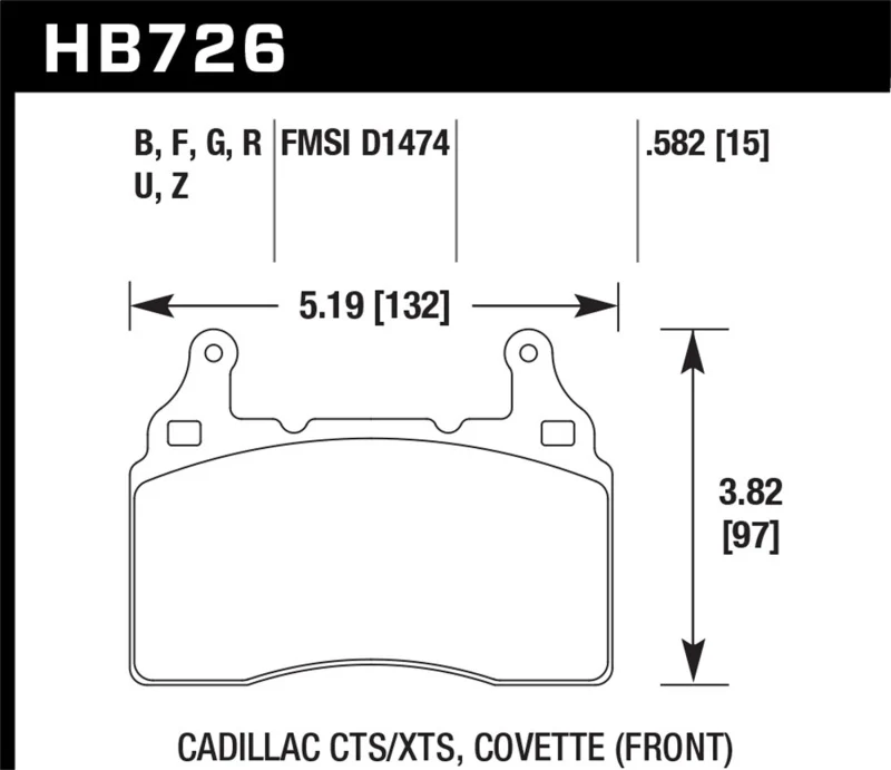 Hawk 2014 Chevrolet Corvette DTC-70 Front Brake Pads - Image 2