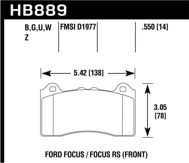 Hawk 2017 Ford Focus PC Front Brake Pads - Image 2