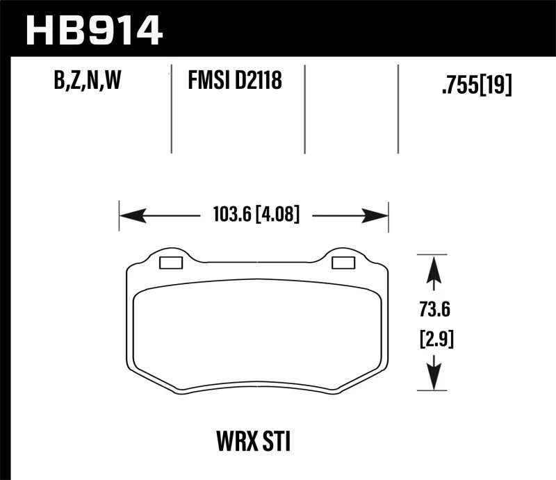 Hawk 2018 Subaru WRX STI HPS 5.0 Rear Brake Pads - Image 2