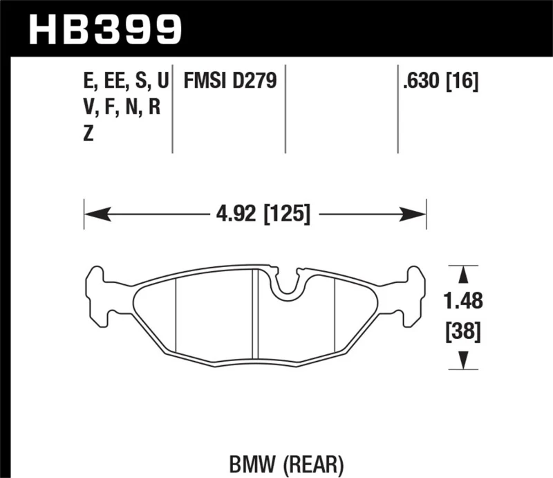 Hawk 84-4/91 BMW 325 (E30) HP+ Street Rear Brake Pads - Image 2