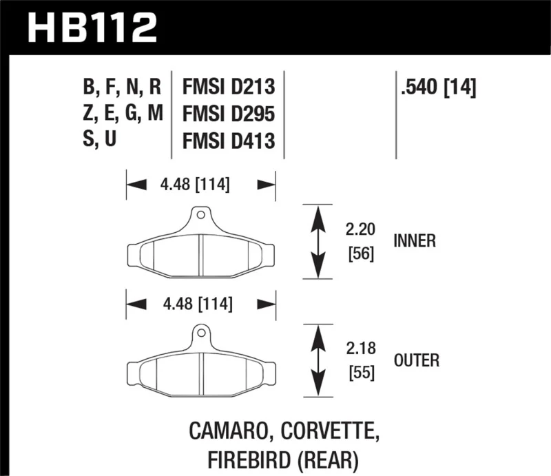 Hawk 84-96 Corvette /88.5-97 Pontiac Firebird HPS Street Rear Brake Pad - Image 2