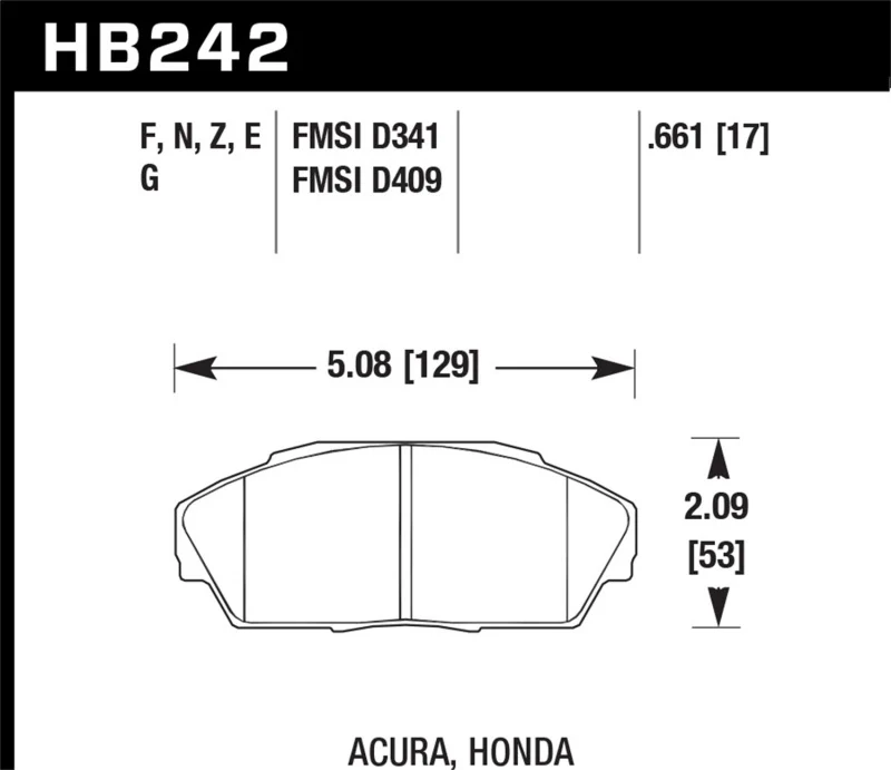 Hawk 86-01 Acura (Various) / 88-93 Honda (Various) DTC-60 Race Front Brake Pads - Image 2