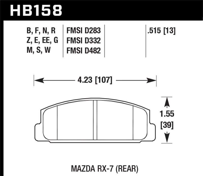 Hawk 86-95 Mazda RX-7 HP+ Street Rear Brake Pads - Image 2