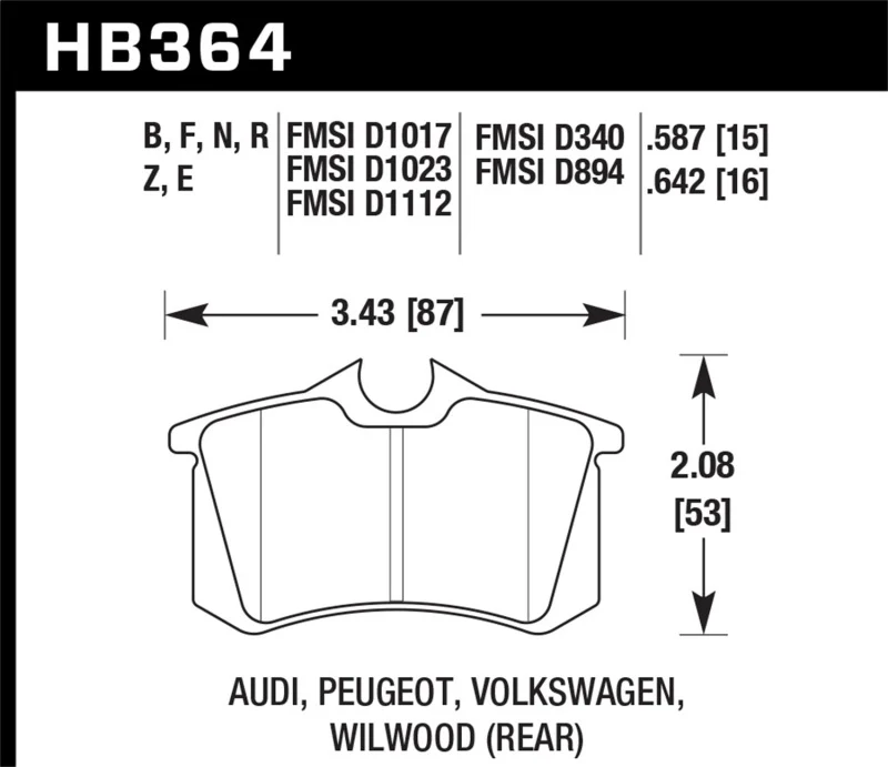 Hawk 89-92 VW Golf GTi / GLS Turbo/ GLX ( VR6) / 1.8 Turbo / VR6 / 00-06 Audi TT HPS Street Rear Bra - Image 2