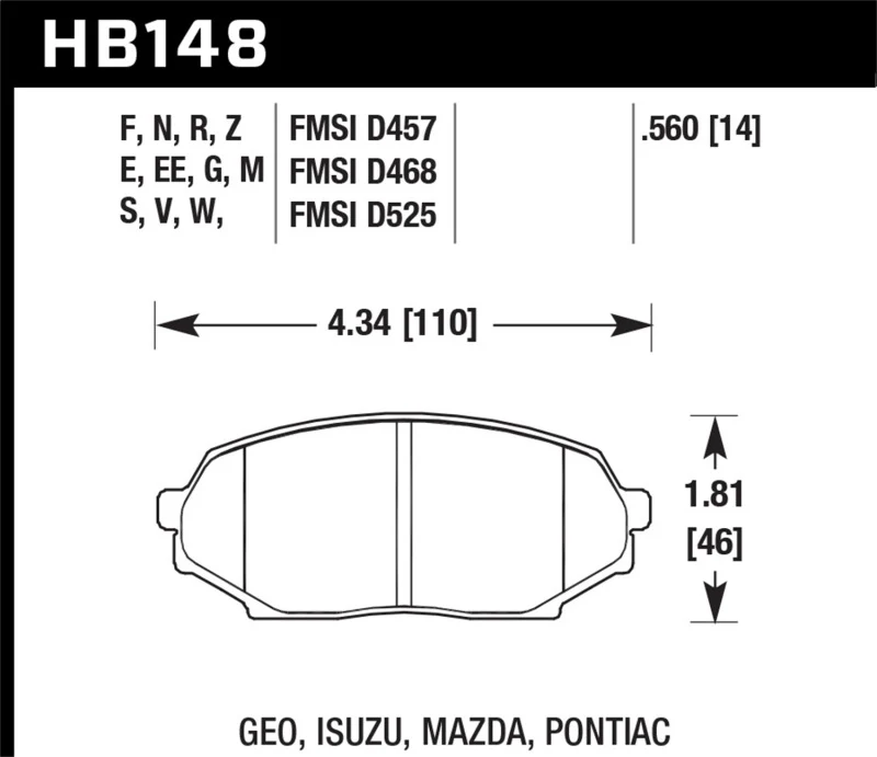 Hawk 89-93 Miata HPS Street Front Brake Pads (D525) - Image 2