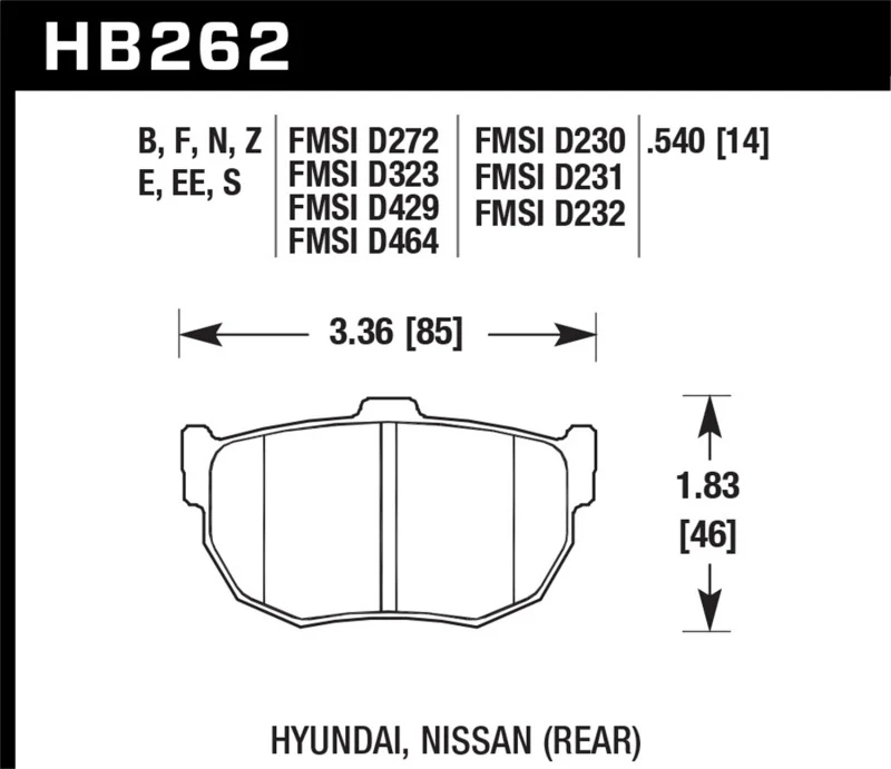 Hawk 89-97 Nissan 240SX SE HP+ Street Rear Brake Pads - Image 2